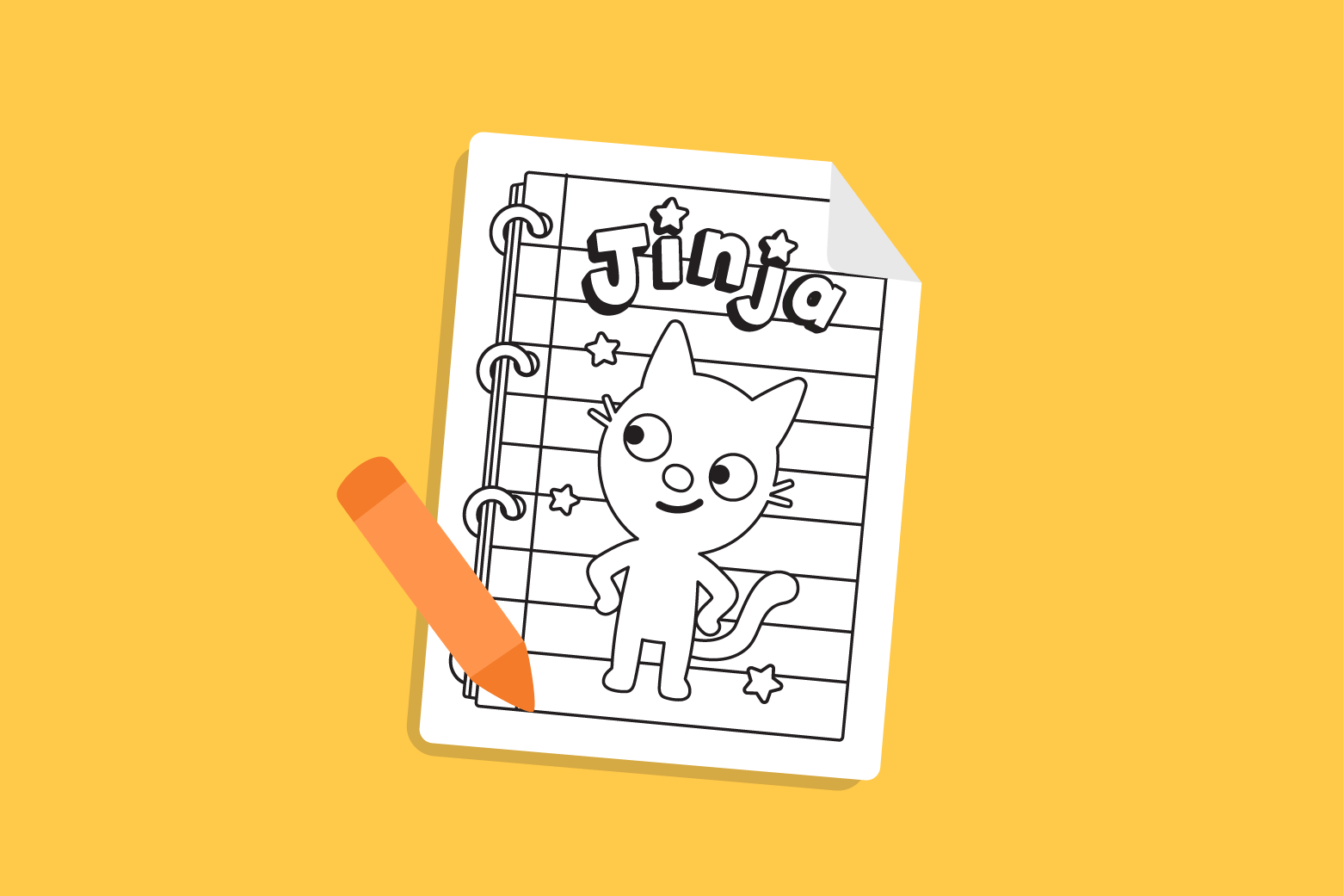Jinja the cat coloring page for toddlers
