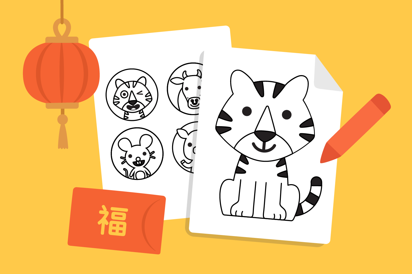 Lunar New Year printable coloring pages