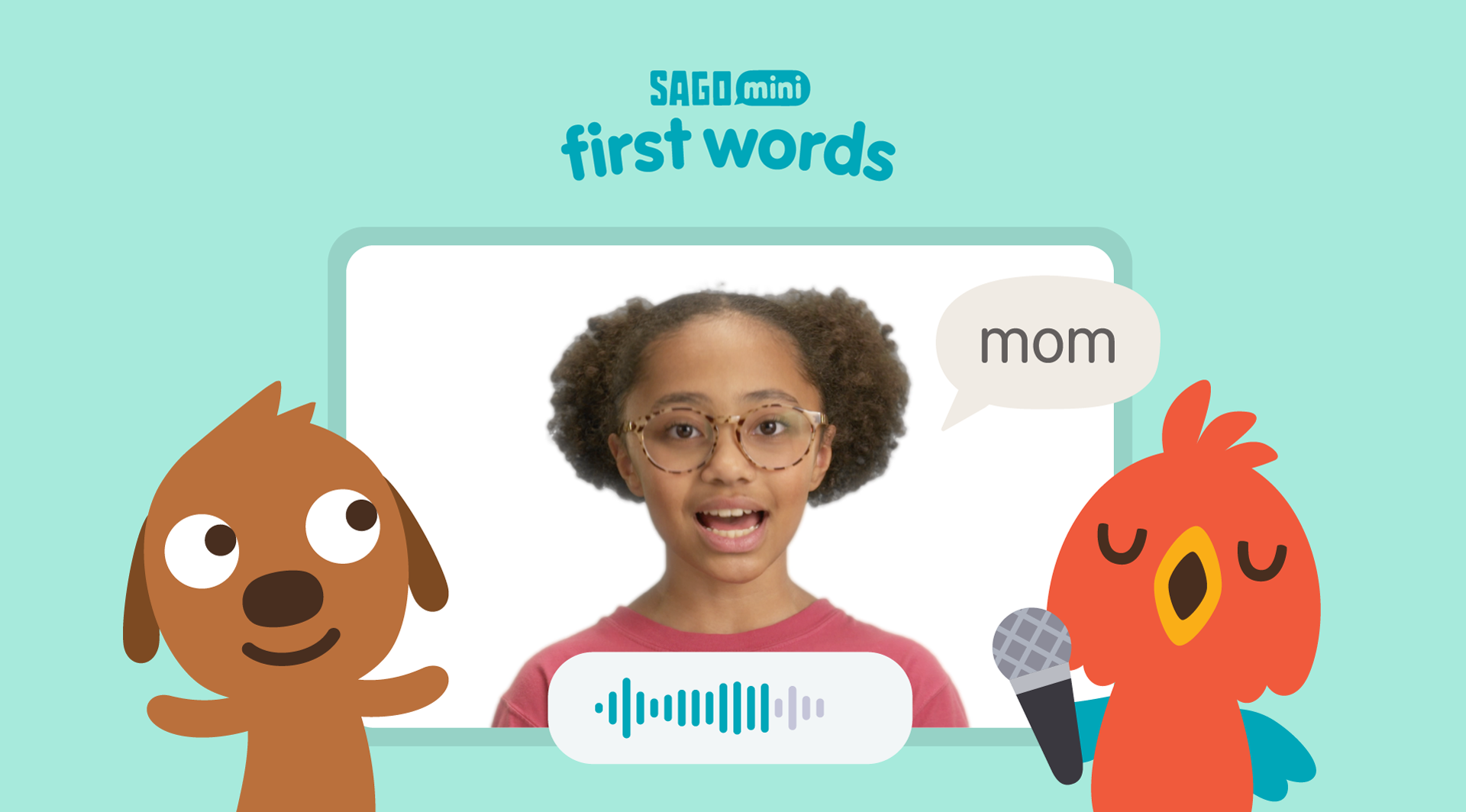 Sago Mini First Words app with Harvey and Pita